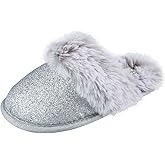 Jessica Simpson Girls Comfy Slippers - Cute Faux Fur Slip-on Shoes Memory Foam House Slipper