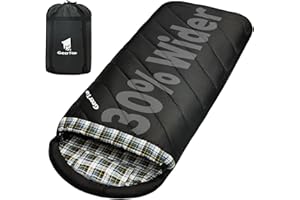 GEERTOP Flannel Sleeping Bags for Adults Big and Tall Warm & Cold Weather Lightweight Camping Sleeping Bag with Pillowcase fo