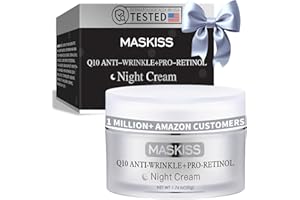 Maskiss Firming Neck Cream & Anti-Wrinkle Night Cream with Coenzyme Q10 + Pro-Retinol, Unscented Skin Firming Neck Cream, Anti Aging Facial Moisturizer for Sensitive Skin, 1.76 Oz Jar