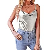 VIDUSSA Women's Shimmer Camisole Tops Cowl Neck Sleeveless Sparkle Blouses Summer Tank Shirt