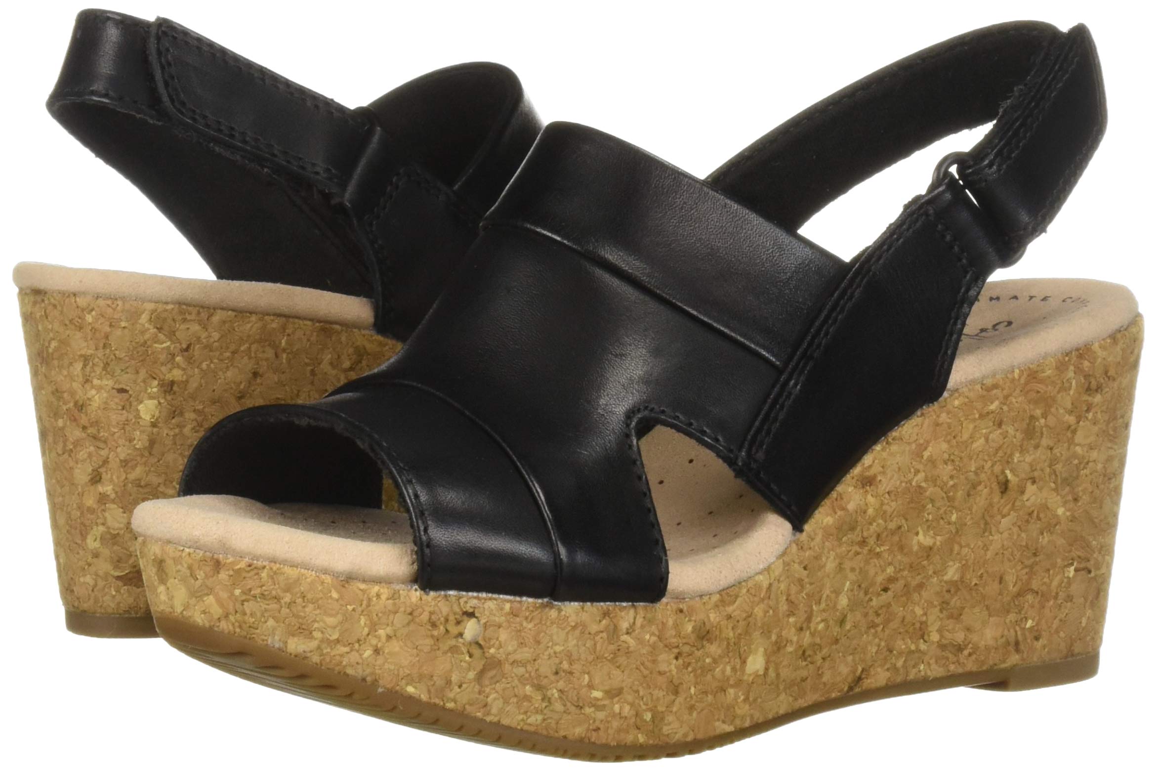 Clarks Women's Annadel Ivory Wedge Sandal, black leather, 080 W US - Image 6
