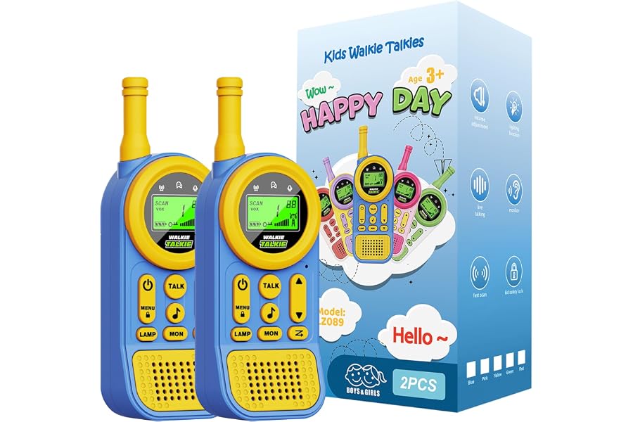 Ptnerbeh Walkie Talkies for Kids Toys: Toys for 3-12 Year Old Boys Girls - 22 Channels 2 Way Radio Toy with Backlit LCD Flashlight - 3 Miles Range for Outside/Camping/Hiking (2-Pack) Blue
