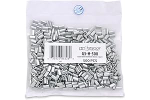 HI-SEAS Grand Slam Aluminum Fishing Line Crimp Sleeves - Bulk 500 Pieces, Durable and Strong Crimps for Monofilament 40lb Test up to 600lb Test for Saltwater Fishing Leaders