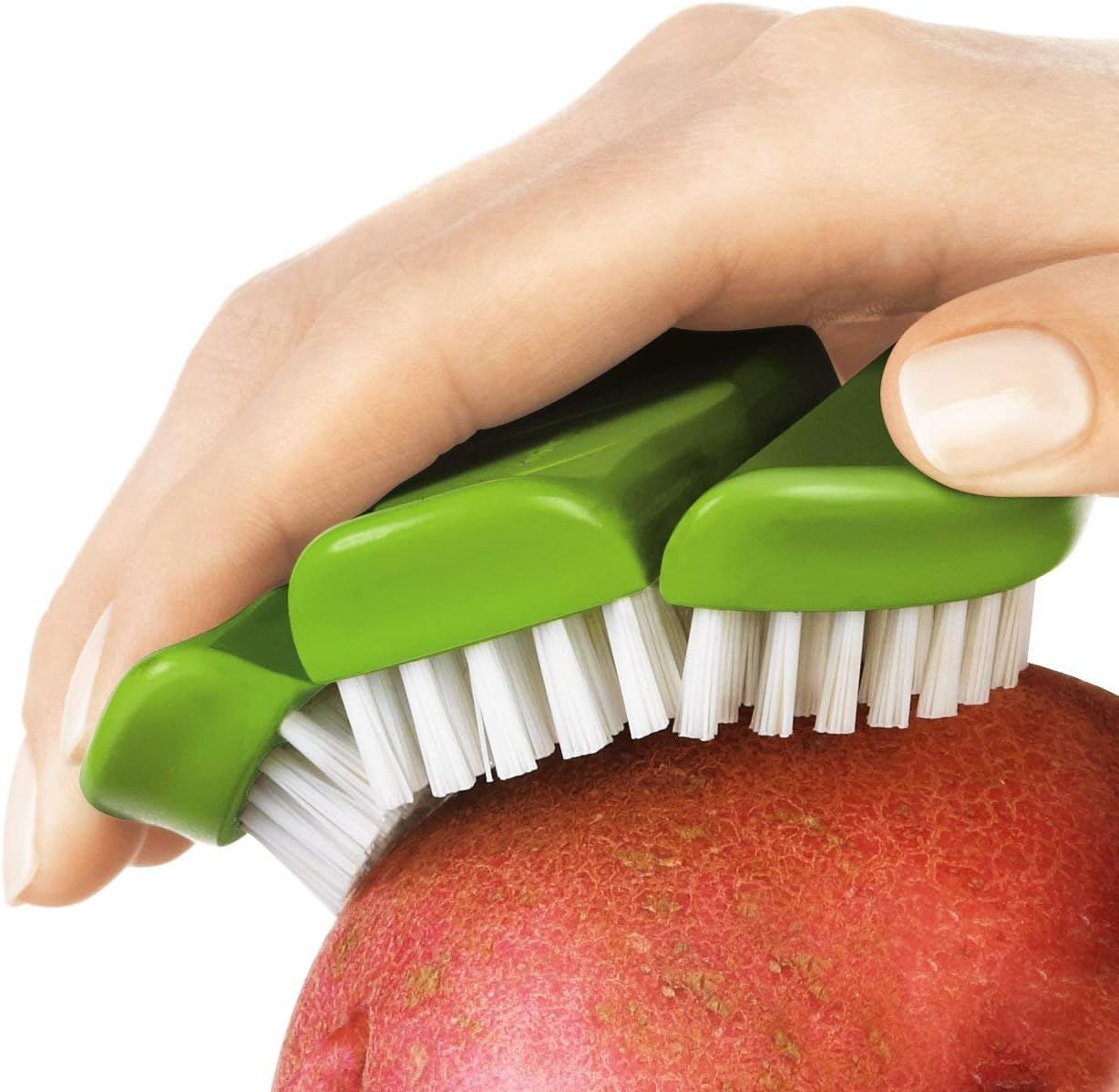Cuisipro Vegetable and Fruit Brush, Green, Hard Bristle Brush, Three-Section Flex, Dishwasher Safe, 9 x 9 x 3 cm - Image 3