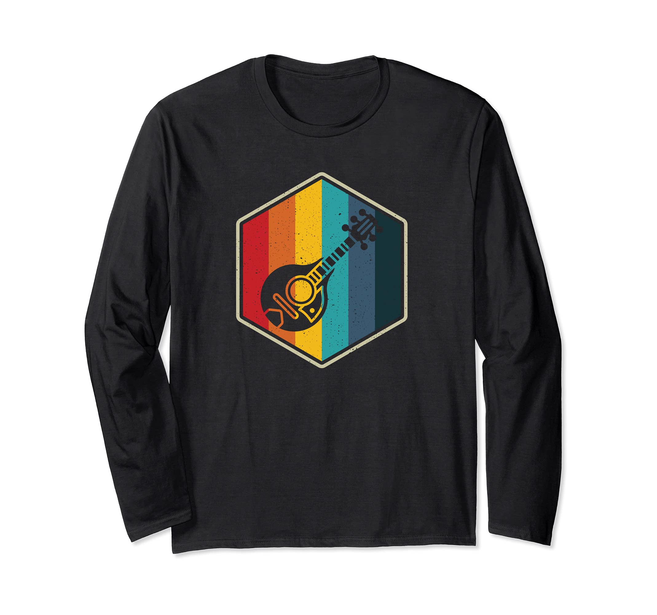 Mandolin retro hexagon vintage mandolin player Long Sleeve T-Shirt