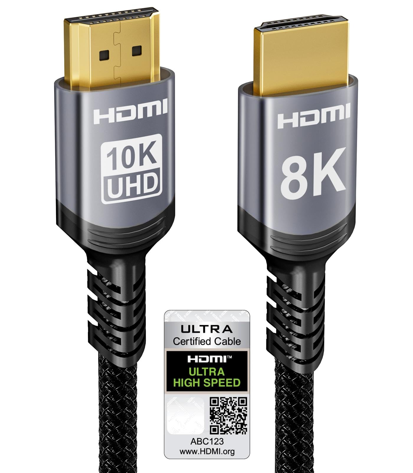 Sniokco 10K 8K 4K HDMI 2.1 Cable 3M, Certified 48Gbps Ultra High Speed HDMI® Cable 0.01ms 4K 240Hz 165Hz 120Hz 8K 60Hz eARC Netflix HDCP 2.3 2.2 DTS:X HDR10+ TV Monitor Projector Roku Sky-Q