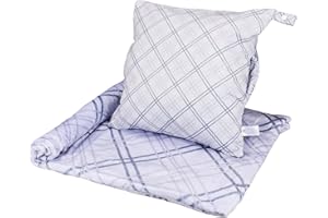 Harmeng Den 3 in 1 Travel Pillow Blanket Set with Removable Flannel Blanket Throw,Hand Warmer Pockets,Pillow (Color5, 50in*60