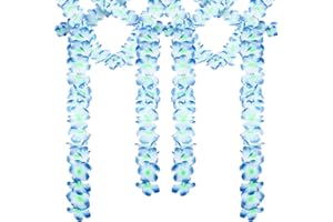 Moucuny 12 Pcs Tropical Flower Banner Hawaiian Garland Luau Flower Leis Garland Bulk Hawaii Party Decor Tropical Garland for Hawaii Summer Luau Tropical Decor(Blue)