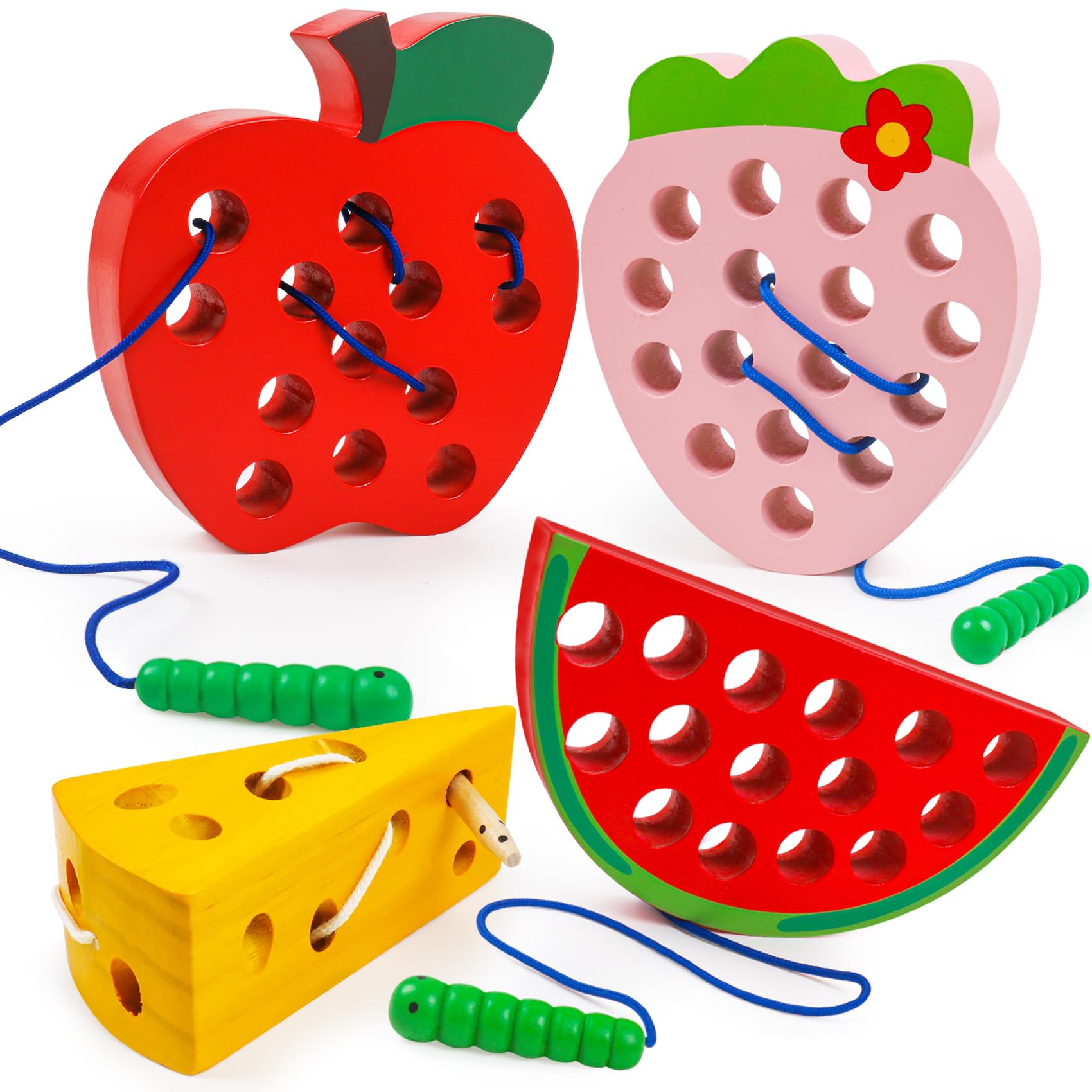 Photo 1 of NAODONGLI Wooden Toys Lacing Toys for Toddlers 3-5,Plane Activities Car Travel Toy Montessori Educational Learning Threading Toys for Fine Motor Skills Birthday Easter Gift for Boys Girls(4 pcs)