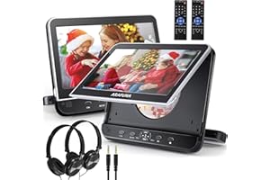 Dual Car DVD Player with Headrest Mount, ARAFUNA Two Headrest DVD Player with 2 Headphones, Support 1080P Video, HDMI Input, AV in/Out, Include AC Adapter, Car Charger, RCA Cable, AV Cable (10.5" x 2)