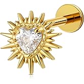 FINE4U 1PC ASTM F136 Titanium Broken Heart Piercing Jewelry for Conch, Tragus, Helix 16G 6mm 8mm,Hypoallergenic Flatback Stud