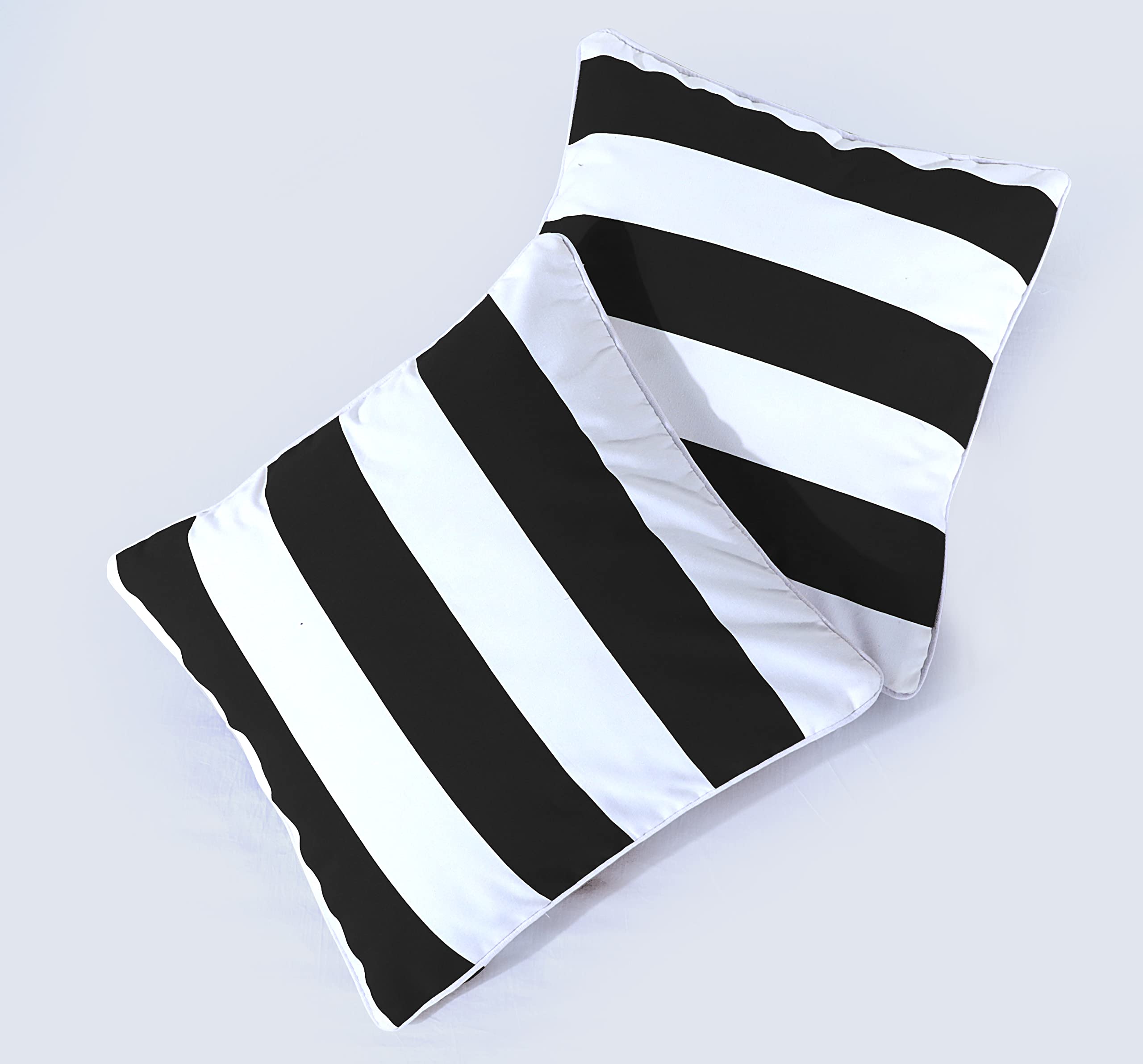 Belle Home Set of 2 Cushion Cover 18 x 18 (45 x 45 cm) Black & White Stripe with Invisible Zipper Cotton Linen Square Pillowcases- Beautiful Design for Living Room, Sofa, Bedroom, Office, Couch