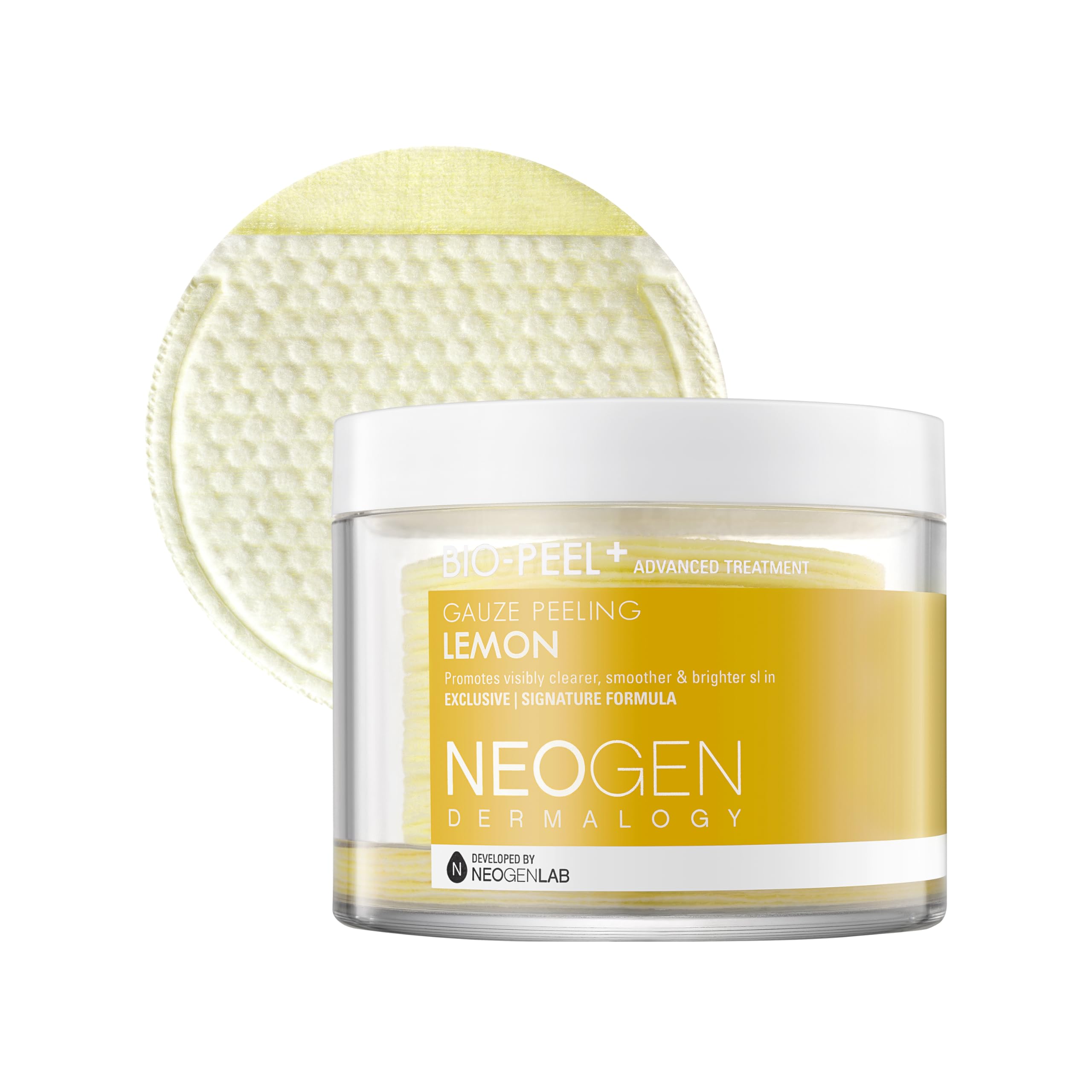DERMALOGY by NEOGENLAB Bio-Peel Gauze Peeling Pads (Lemon, 30 pads) – Exfoliating and Brightening Facial Pads with PHA, Lemon and Lemongrass – Korean Skincare K-Beauty