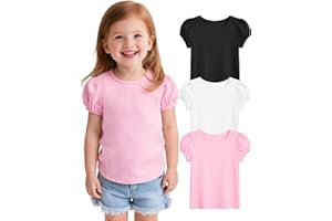 Witwot 3 Pack Toddler Girl Shirts Cotton Baby Girls T-Shirts Basic Short Sleeve Tee Tops Size 18M-5T