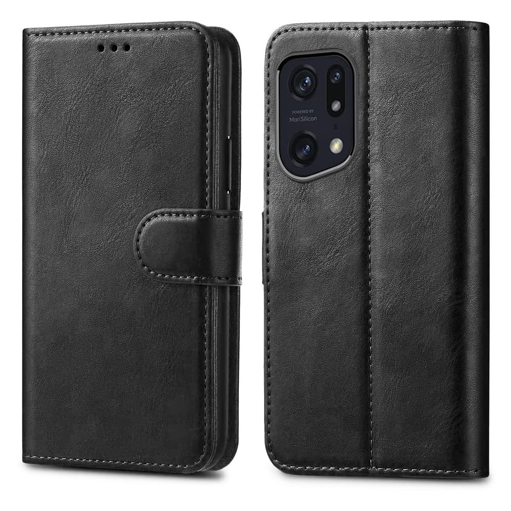 GAPlus PU Leather Flip Cover Wallet Case For OPPO Find X5 5G Card Holder Magnetic Kickstand Black — image 1