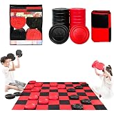 Grip Kids Jumbo Checkers Set with Storage Bag - 58 inch mat - Outdoor &amp; Indoor Play Toys, Backyard Board Games, Family Party, Birthday for Toddlers Ages 5 6 7 8 Year Old - Amazon Exclusive