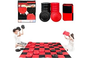 Grip Kids Jumbo Checkers Set with Storage Bag - 58 inch mat - Outdoor & Indoor Play Toys, Backyard Board Games, Family Party, Birthday for Toddlers Ages 5 6 7 8 Year Old - Amazon Exclusive