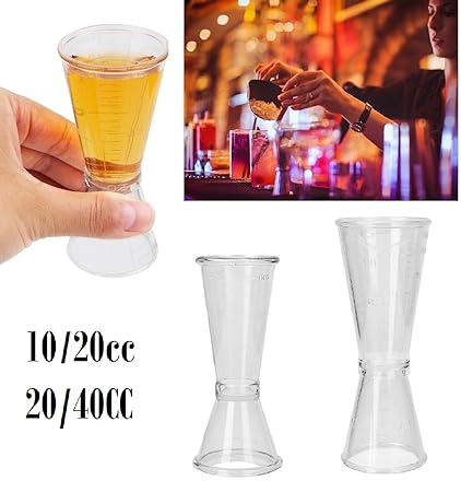 Metreno Plastic Double Side Peg Measure Wine Measuring Cup Jigger peg Measure and Cup Vodka Measuring Cup Cocktail Measuring Cup peg Measurer Cocktail Shaker Drink(2PCS)