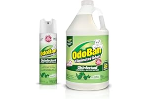OdoBan Ready-to-Use Disinfectant and Odor Eliminator, Set of 2, 14.6 Ounce 360-Degree Continuous Spray Air Freshener and 1 Gallon Multi-Purpose Cleaning Concentrate, Original Eucalyptus Scent