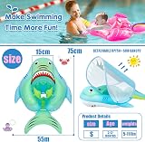 COSORO Newborn Baby Swimming Float 3-12 Months Blue Shark Sun Canopy view 2