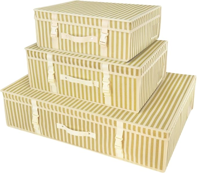 HANGERWORLD Set 3 gestreifte Aufbewahrungsboxen ph-Neutral Lagerung