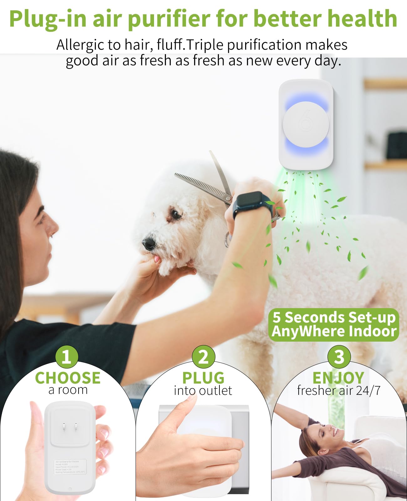 ySky Plug In Air Purifier for Home (1 pack), Negative Ion Air purifier,Quiet Ionizers Air Freshener for home,Bathroom,Bedroom,Portable Air Purifiers for Odor,Pet smell,Mini Air ionizers