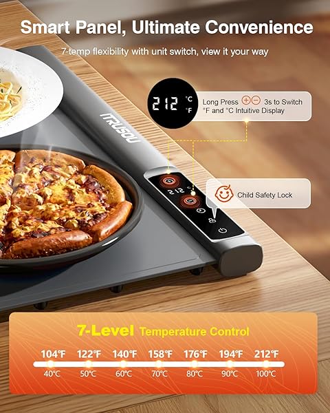 EXPANDABLE WARMING MAT FOR FOOD – ITRUSOU 42″X16″ EXTRA LARGE ELECTRIC WARMING TRAY WITH 7 TEMP SETTINGS, SWITCHABLE ℃/℉, 99H TIMER, CHILD LOCK – 2 PANELS CUSTOM SIZES FOR ENERGY EFFICIENCY