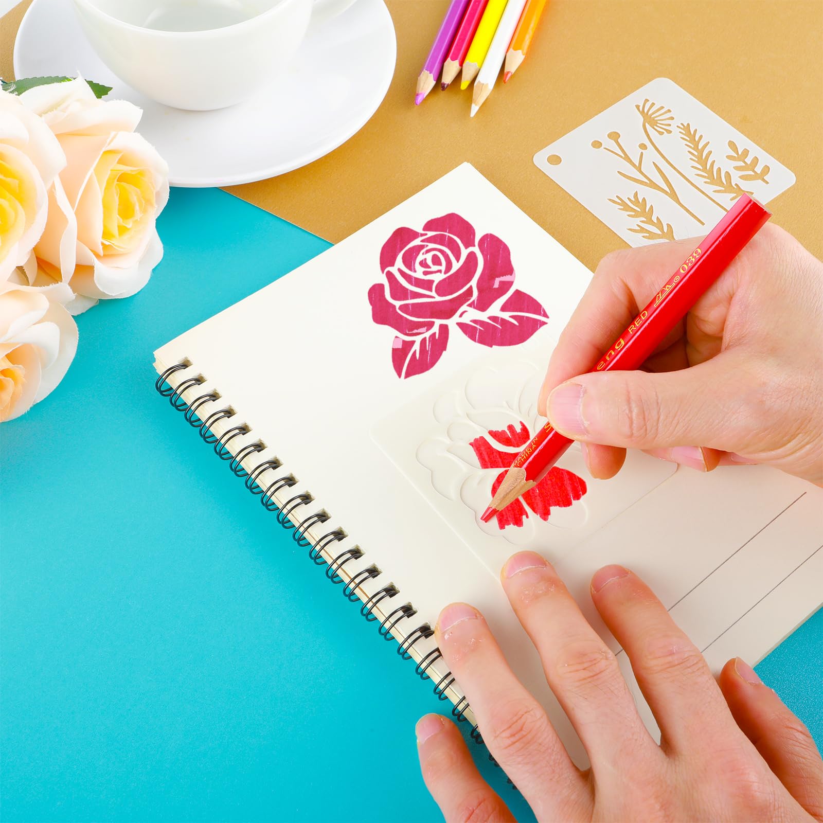 Floral Stencils for Painting, Ymapinc 20 Pcs 2.95 Inch Flower Stencils for Crafts Rock Painting Stencils Plastic Reusable Stencils for Painting on Wood Wall Tile Home Decor, 584326_1_eHTn2hQHD