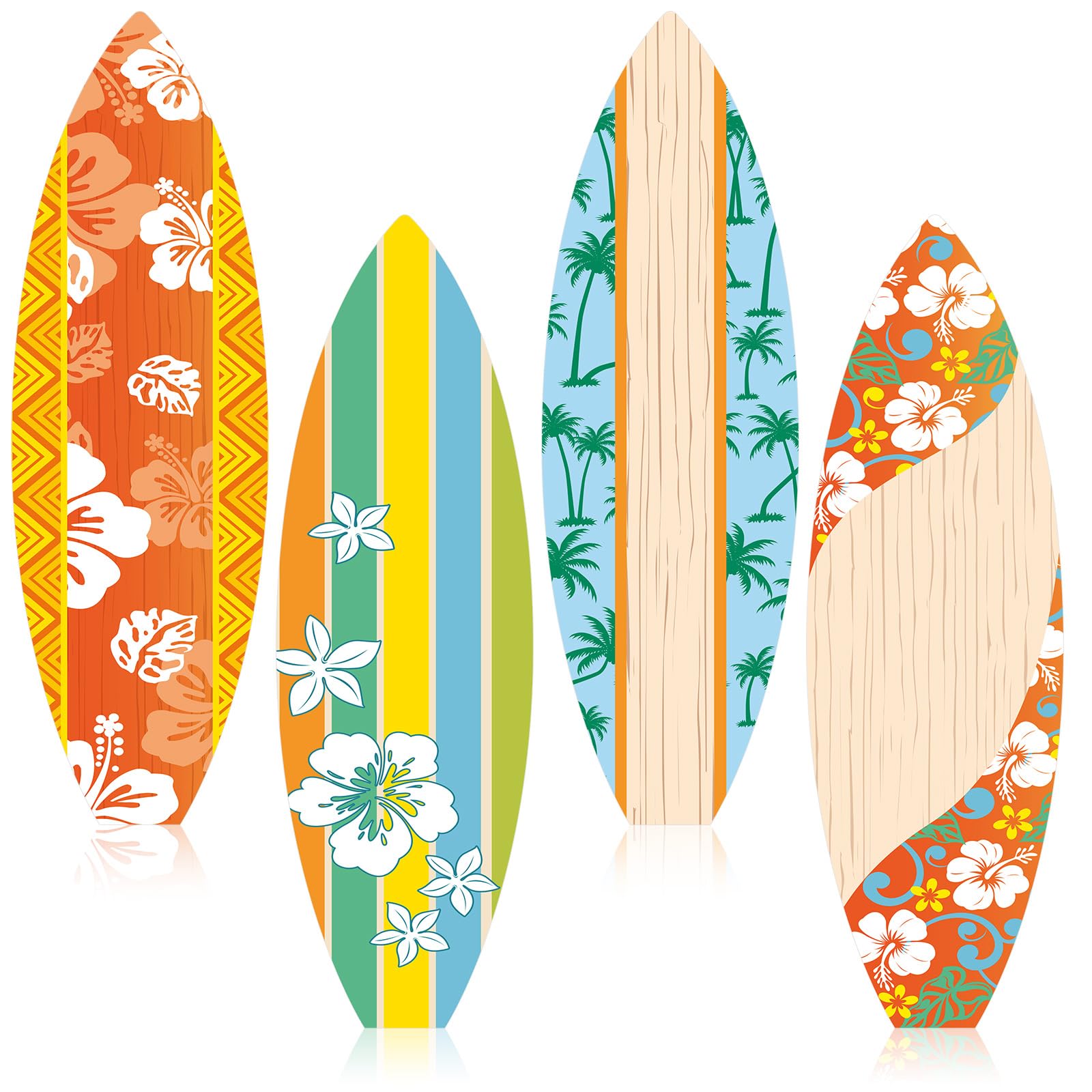 Photo 1 of Motiskyy 4 Pcs Summer Giant Surfboards Bulletin Board Wall Decor Display Set 47 x 13 Inch Surfing Bulletin Board Cutouts Tropical Graphics Surfboard Sign for School Classroom Surf Party(Hawaii)