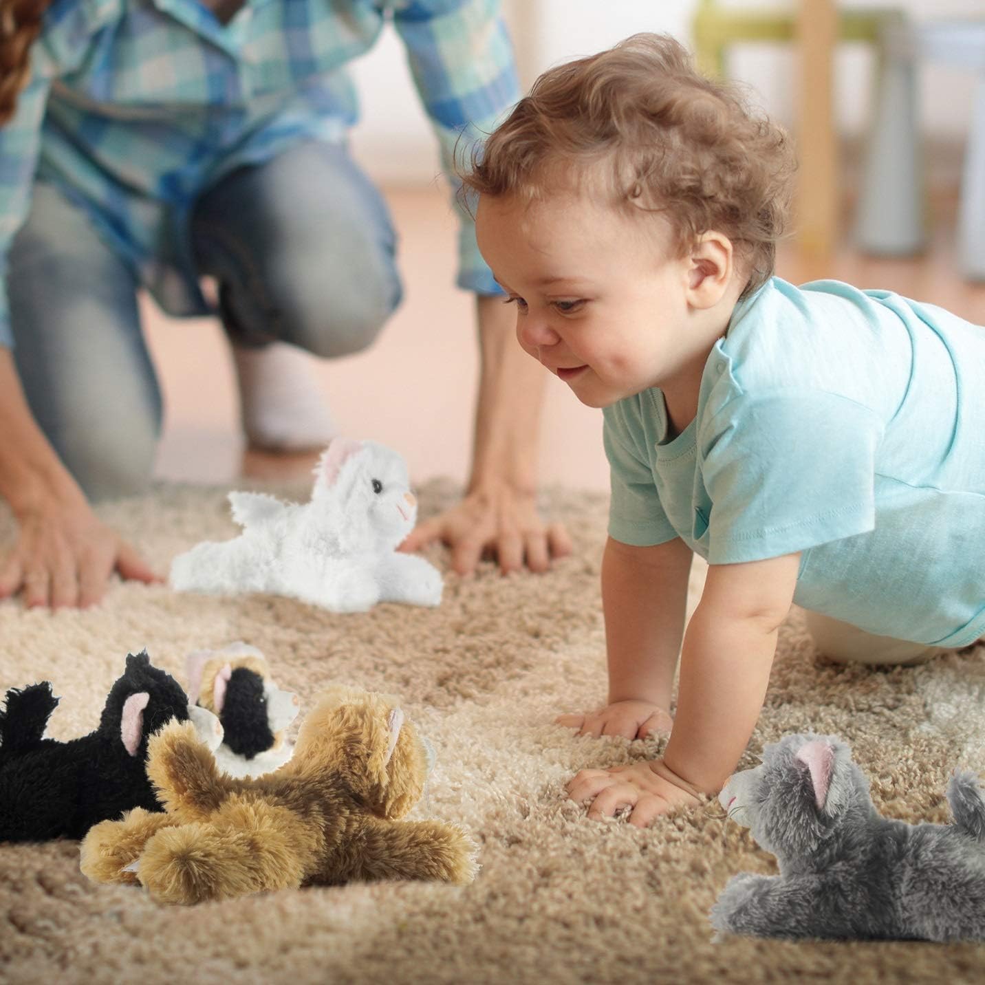 Pack of 6 Realistic Looking Plush Cats 6 Inches Long: Toys & Games