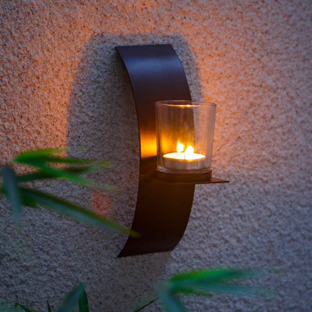 Sziqiqi 2Pcs New Home Candlestick Holders Handmade Iron Hanging Wall Sconce Candle Holder Shelf Furnishing Articles Decoration, Black - Image 4