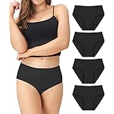 DAVID ARCHY Cotton High Waisted Underwear for Women Tummy Control Panties Full Coverage Briefs 4 Pack Regular & Plus Size