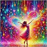 PFFNGPEN Diamond Painting Kits for Adults, 5D DIY Colorful Diamond Art Kits for Beginners, Full Drill Round Diamond Art for Home Wall Decor, Dance Women, 12x12 inch