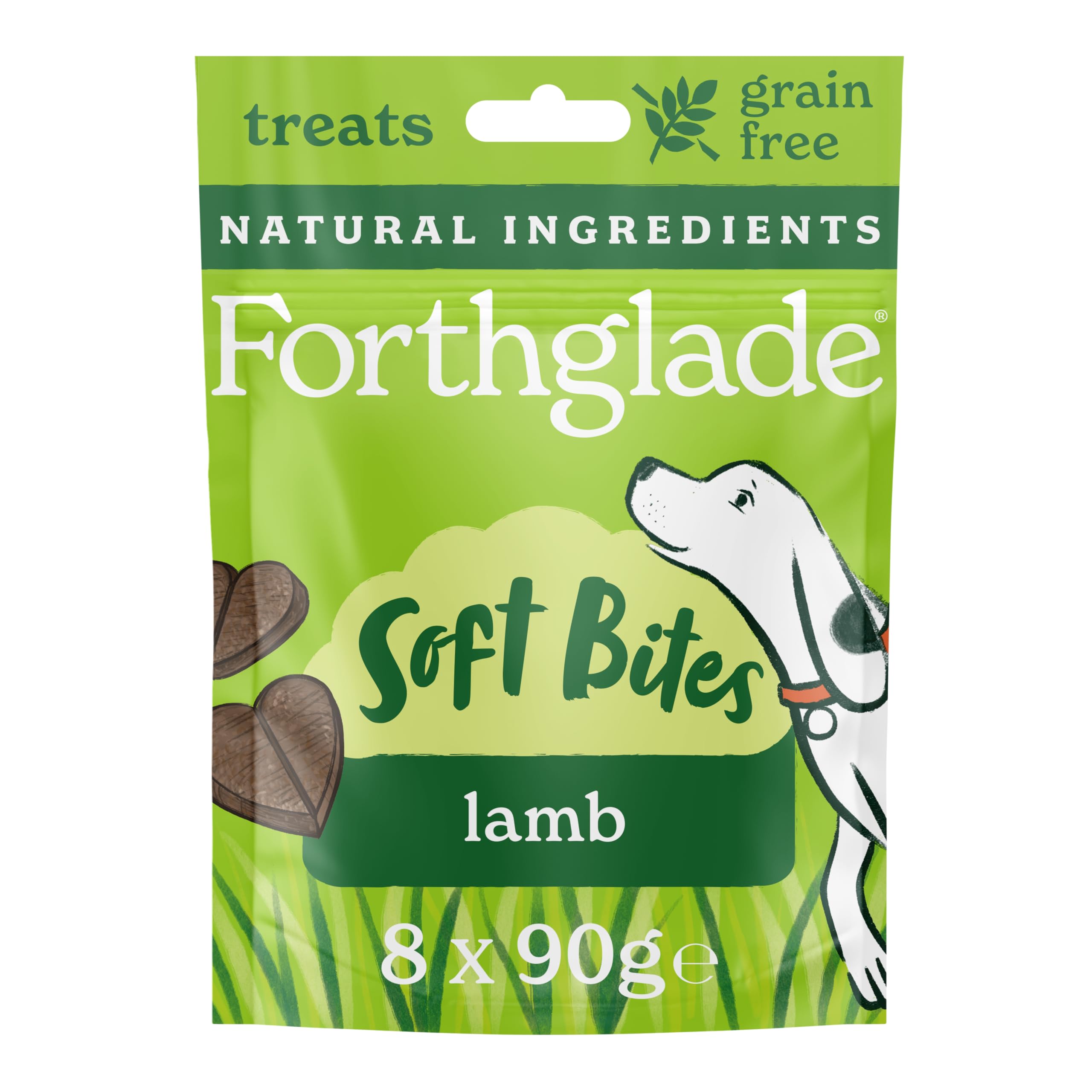 Forthglade Natural Dog Treats (8 x 90g Bags) - Hypoallergenic & Grain Free Dog Treats with Lamb, Hand-Baked Soft Bites, Resealable Bags — image 1
