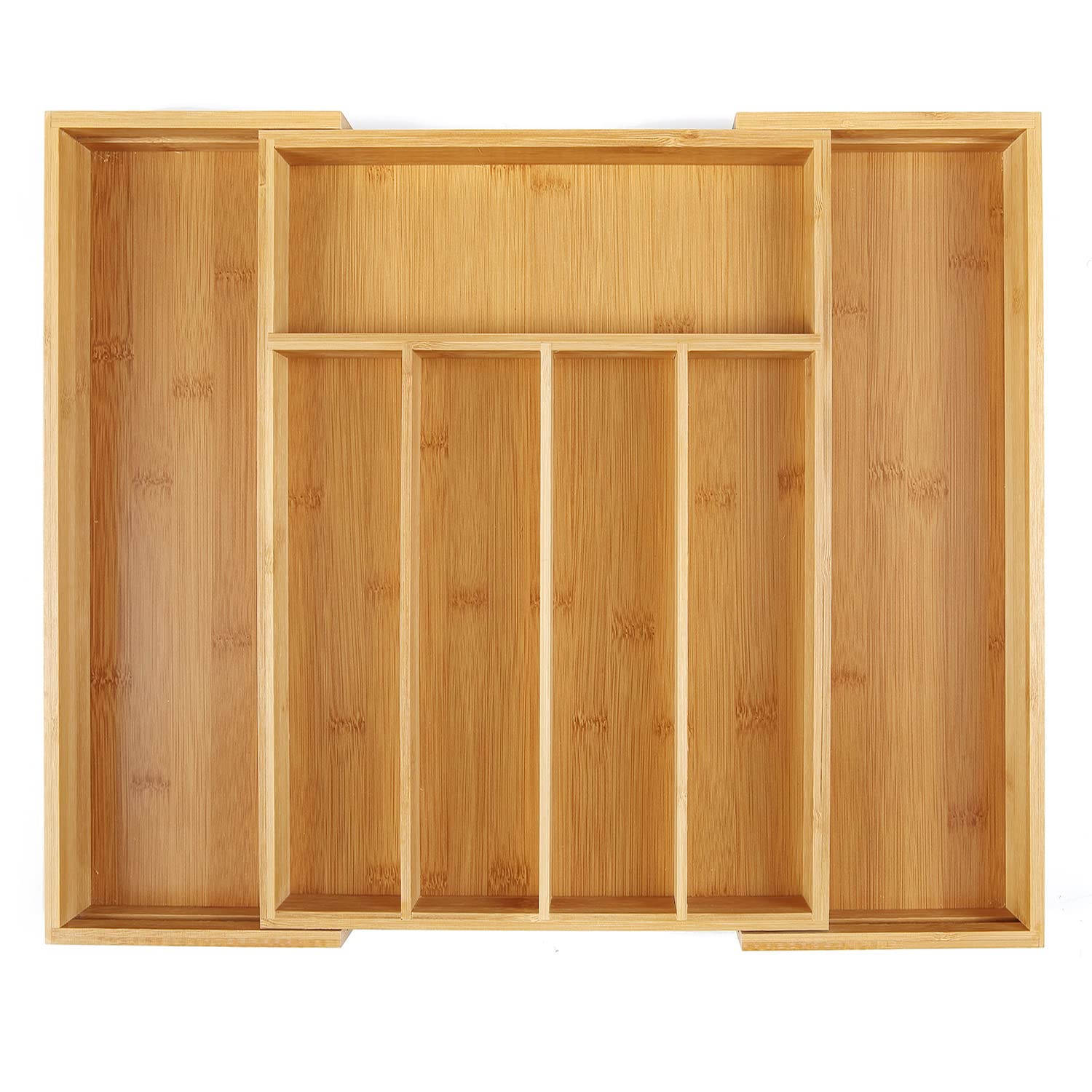 Photo 1 of Utoplike Bamboo Cutlery Tray Silverware, Drawer Dividers for Kitchen Utensils, Flatware Tray Drawer Insert for knives, Gadgets and Garage Tools, Office Supplies