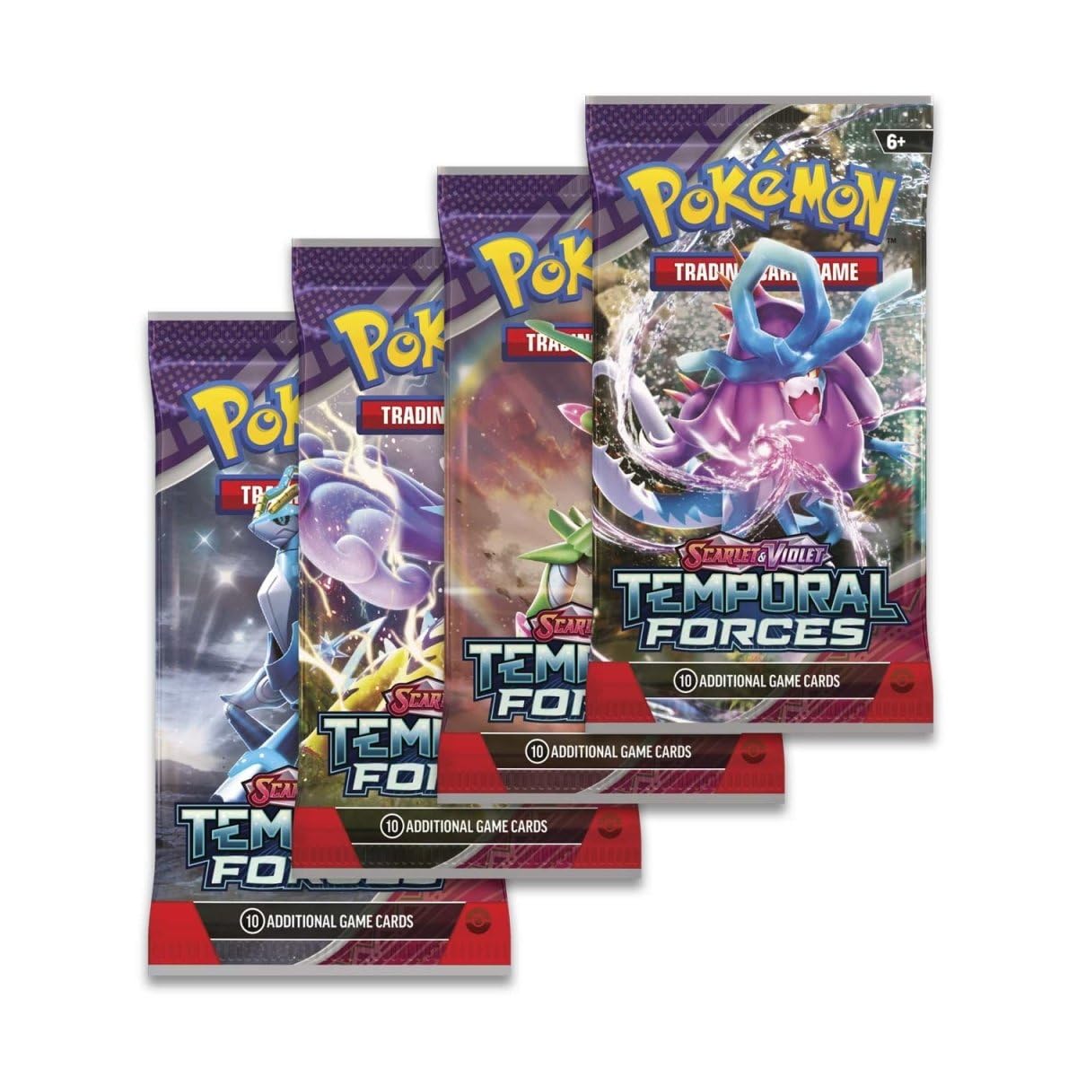 Pokémon TCG Scarlet & Violet Temporal Forces Booster Packs x4 | Chance to Find EX, Double Rare or Legendary Pokémon | Great Gift for Fans & Collectors | Pokemon Cards Pack