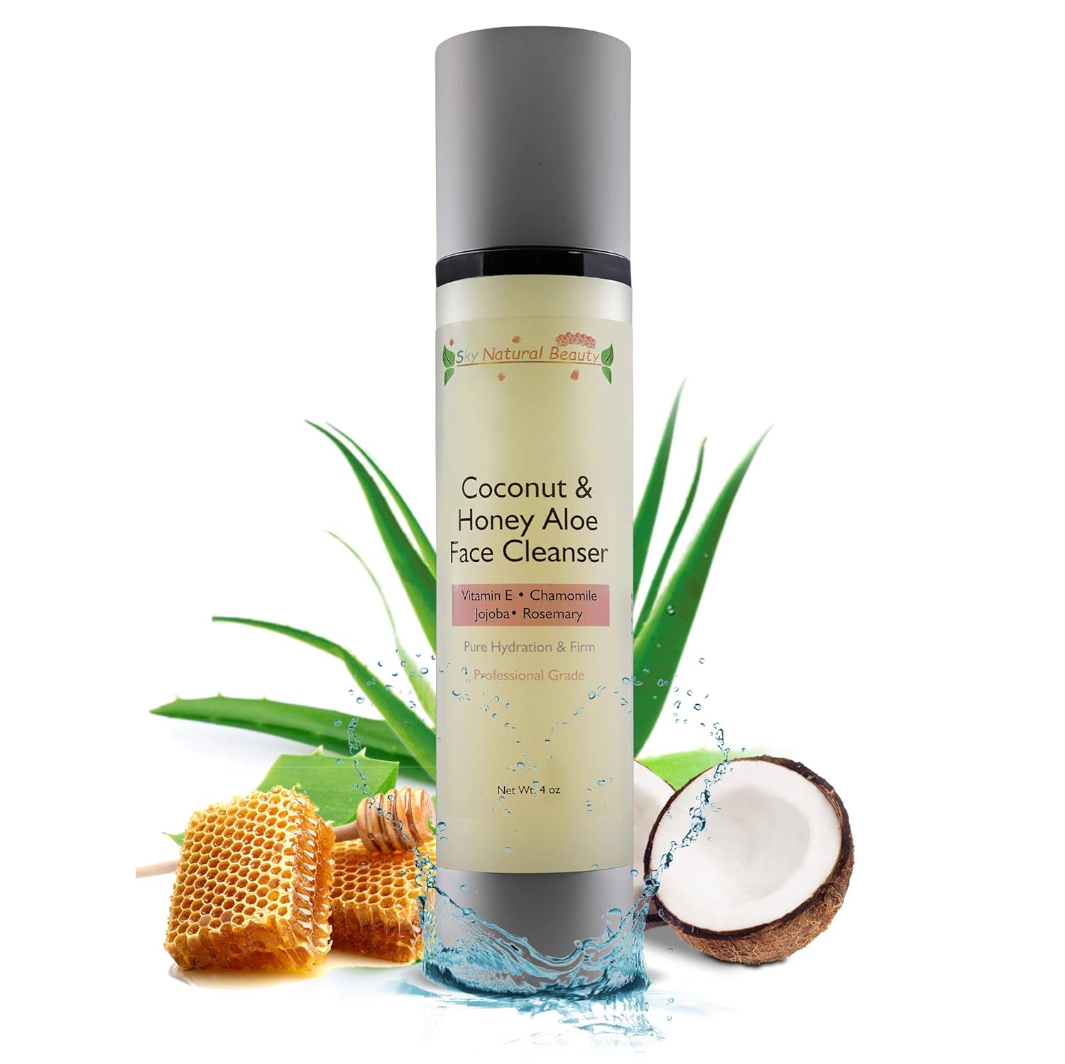 Coconut & Honey Aloe Face Cleanser With Manuka Honey - Best Moisturizing, Anti-Aging Facial Wash for Sensitive & Delicate Skin