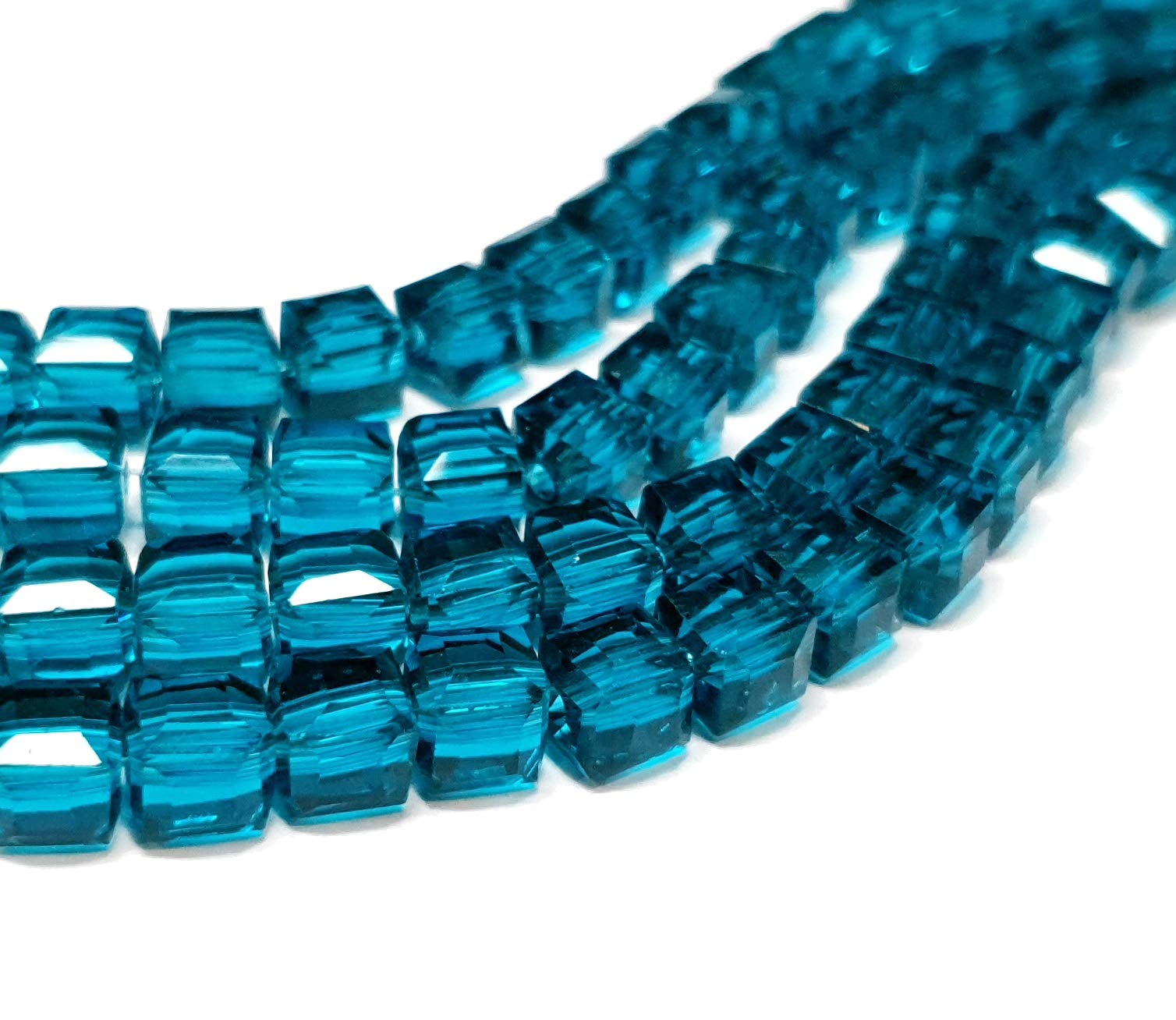 Bohemian Crystal Beads, 4 mm and 6 mm Set, Cube Faceted Czech Beads, Glass Cut Beads, Spacer Beads, Glass Beads, Pressure Beads (Green Indicolite, 6 x 6 x 6 mm, 20 Pieces)