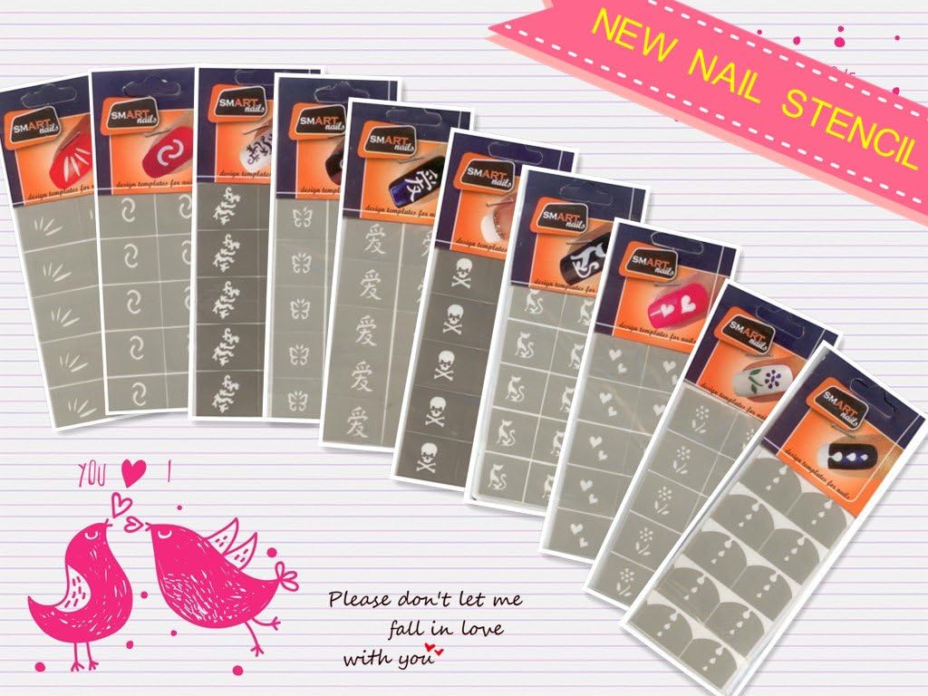 10 Sets Nail Stencil Polish Decoration Stickers (100 Pcs)
