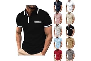 Polo Shirts for Men Plus Size Athletic Golf T-Shirts Short Sleeve Lapel Button Down Shirt Casual Tops with Pocket