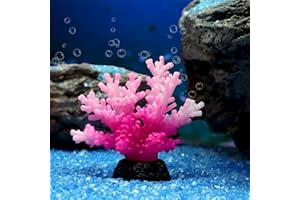 LPFLASAT Fish Tank Decorations Aquarium Decor Plants Fluorescent Staghorn Coral Reef Decor Glowing Fish Tank Decorations Betta Fish Tank Decor(Pink)
