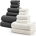 Amazon.com: Newwiee 12 Pcs Waffle Weave Quick Dry Bath Towel Set Thin ...