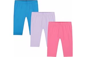 Coralup Girls' Knee Length Cotton Bike Shorts Kids' Summer Casual Sports Shorts 3 Pack 2-8 Years