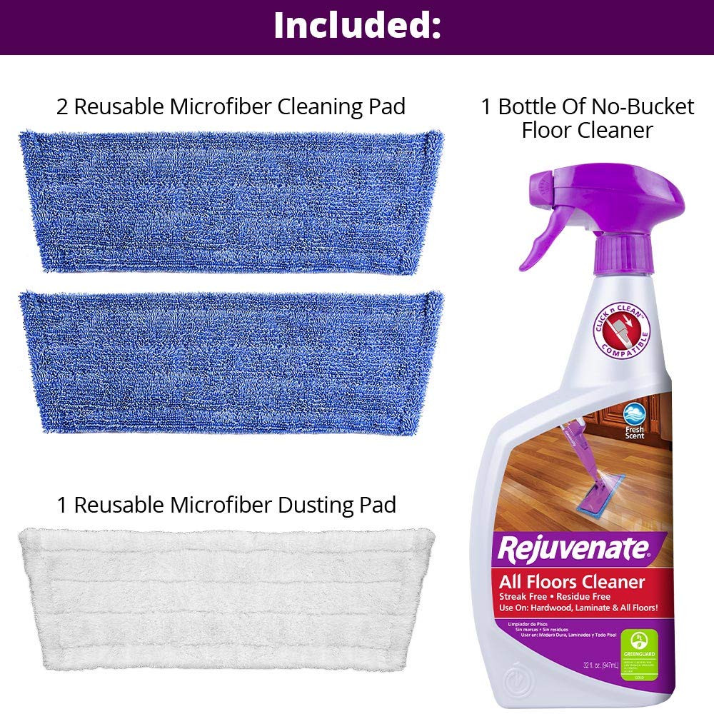 Rejuvenate Hardwood And Laminate Floor Cleaning Mop Kit 5 Piece