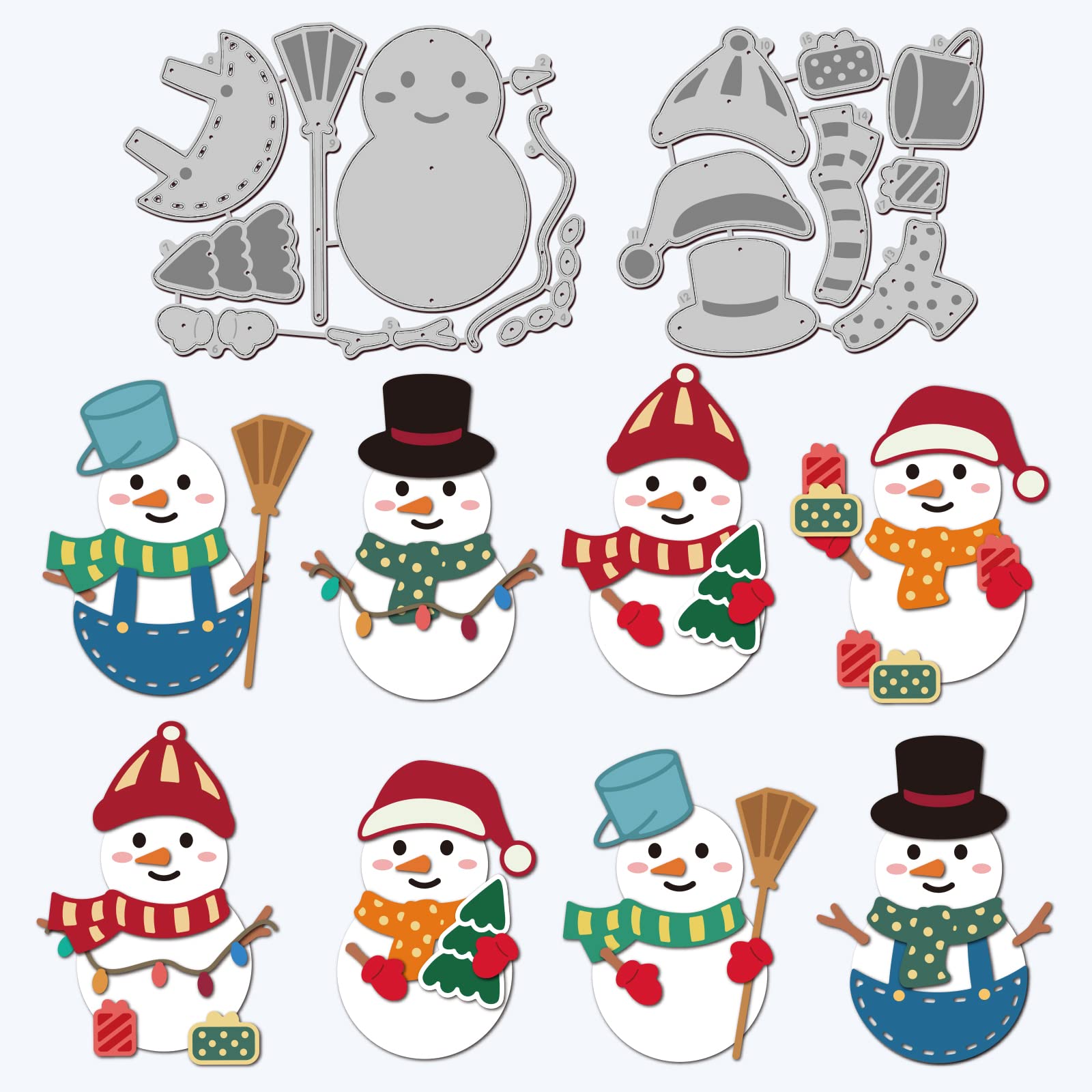 GLOBLELAND Christmas Snowman Cutting Dies Metal Winter Snowman Die Cuts Template for Paper Card Making Decoration DIY Scrapbooking Album Craft Decor