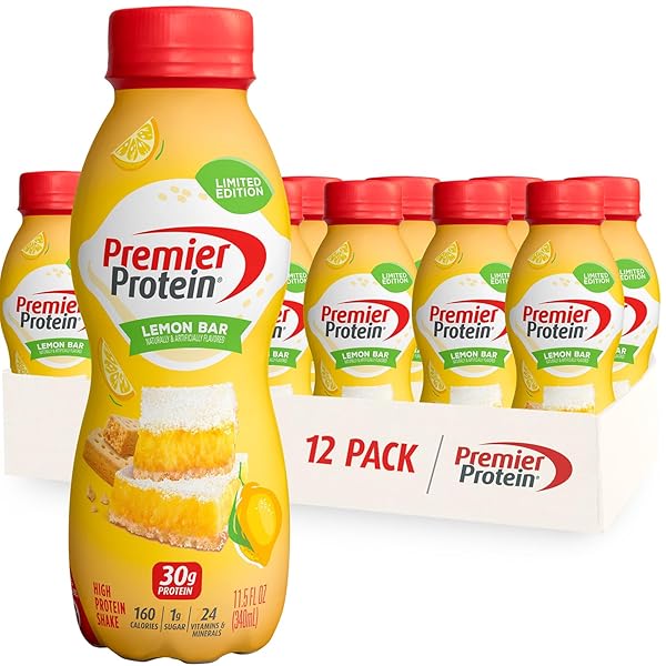 PREMIER PROTEIN SHAKE, LIMITED EDITION, LEMON BAR, 30G PROTEIN, 1G SUGAR, 24 VITAMINS & MINERALS, 11.5 OZ, 12 PACK