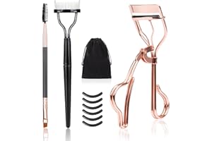 BABYSHEEP Eyelash Curler with Comb & Lash Brush, Storage Bag, Refill Pads - No Pinching,Professional Lash Lift Kit Lash Curler for Curl Eyelashes,Stainless Steel (Rose Gold)