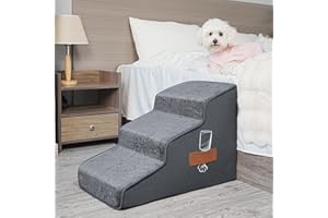 Supet Dog Stairs for Small Medium Dogs to Get on Bed, Anti-Slip Dog Ramp for Bed Couch Car, Pet Stairs Steps for Doggie Puppy Cat