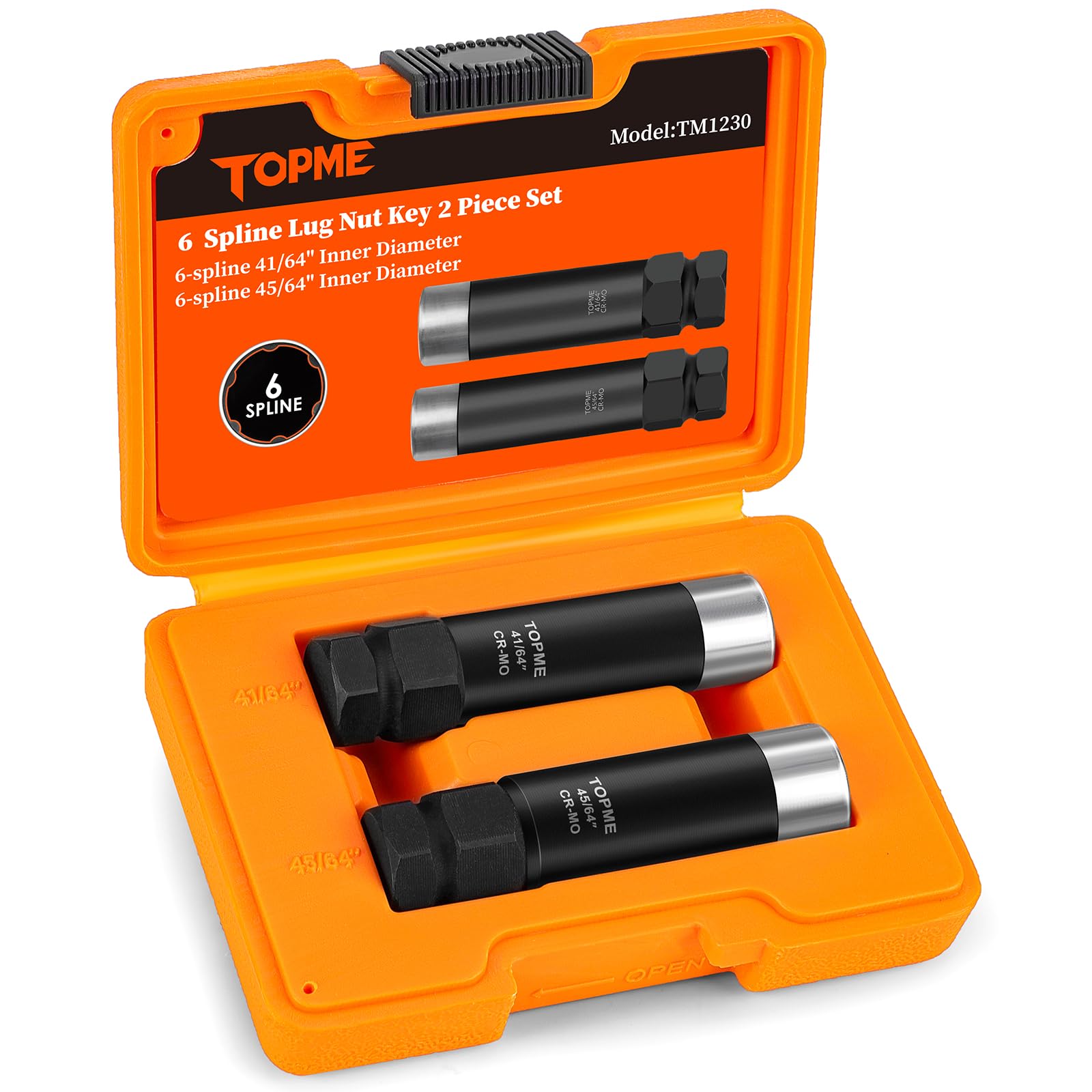 Photo 1 of 2 Piece 6 Spline Lug Nut Socket Set,6 Point Lug Nut Key 41/64" and 45/64 "for M12x1.25,M12x1.5 Lug Nuts,for Easy Installation and Removal of Lug Nuts on Aftermarket Wheels