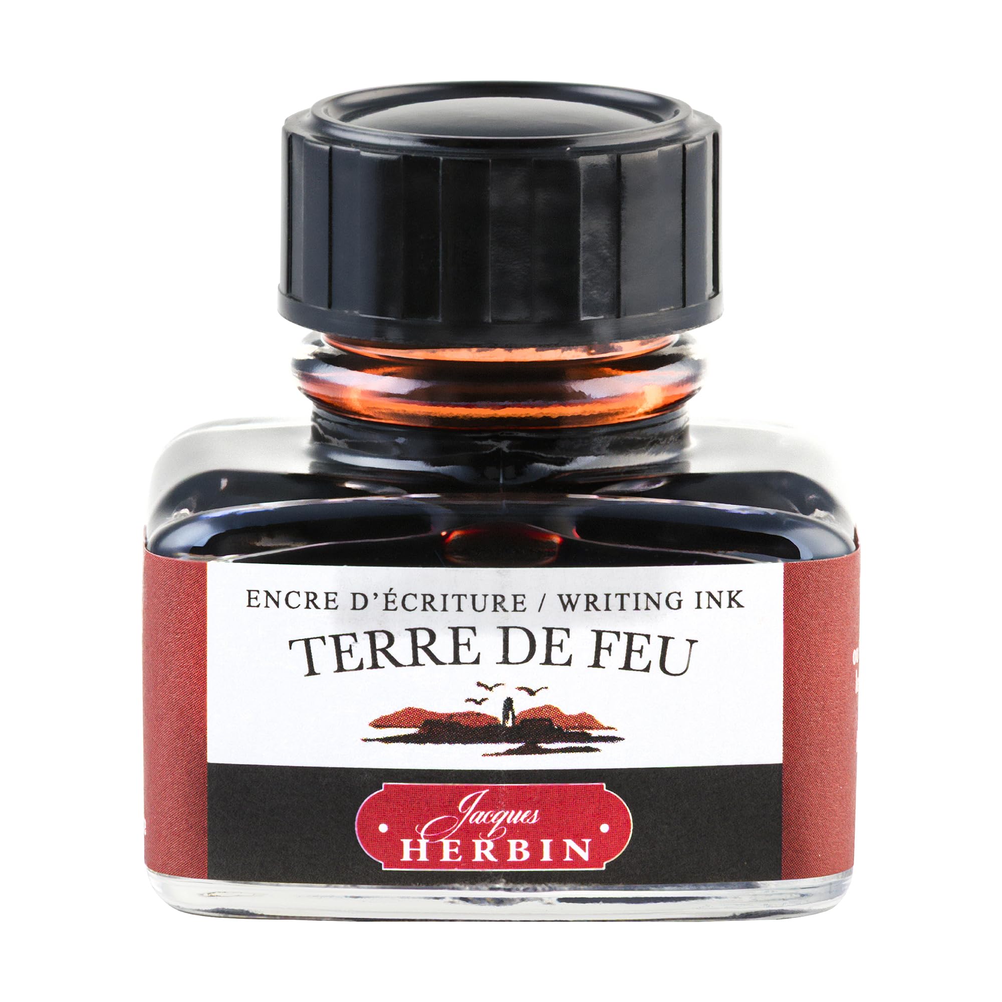 Jacques Herbin 13047T - One 30 ml Bottle of Ink for Fountain pens and Roller pens, Terre de feu/Land of Fire - Made in France - Calligraphy - Writing